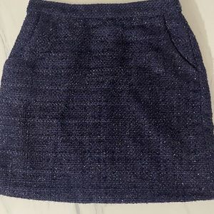 Navy sparkle tweed skirt